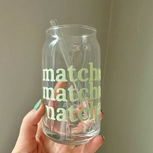 NEW handmade “matcha” 16oz libby glass